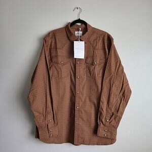 NWT King Ranch Men's Large Brown Running W Kineño Foulard Western Shirt SZ L